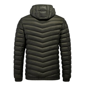 Custom Puffer Down Jacket Breathable Men Trendy Brand Windproof Hooded Stand Front Zipper XL Waterproof Winter Sport <b>Plain</b> Dyed - Product Image 4