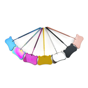 Fashionable Small Eyelash Packaging Mirror New Design with Colored Handle Stainless Steel Electroplating Lashes & <b>Tools</b> - Product Image 1