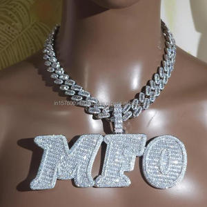Custom" MFO" <b>Name</b> Pendant Moissanite Diamond Hip Hop Necklace Iced Out Cuban Link <b>Chain</b> Jewelry - Product Image 1