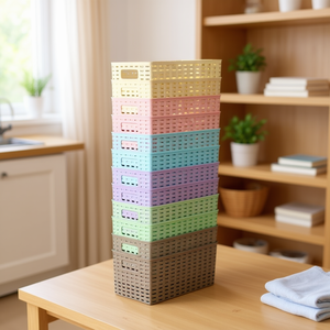 Panier de rangement en plastique coloré CESTA RATTAN N°1 5L 28x15CM Multifonctionnel et élégant - Product Image 3