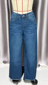 Women's Summer Fashion Casual Vintage High-Waisted Slightly Stretch Straight-Leg Jeans with Washed Wide-Leg Design Daily Wear - Product Image 5