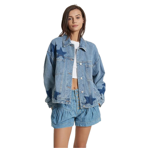 Chaqueta vaquera con estampado de estrellas y logotipo personalizado para mujer, estilo vintage, lavado, holgada, ropa de calle, venta al por mayor - Product Image 3