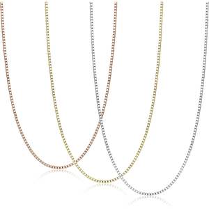 Collier chaîne maille forçat en argent sterling 925 de 51 cm, 1 mm, avec fermoir à ressort robuste, plaqué platine, chaînes fines - Product Image 1