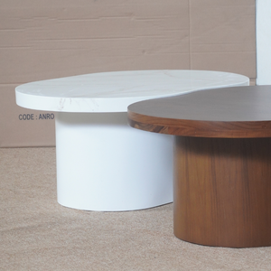 Ensemble de tables basses rondes modernes en teck, design minimaliste, meubles de salon, tables gigognes, finition naturelle - Product Image 4