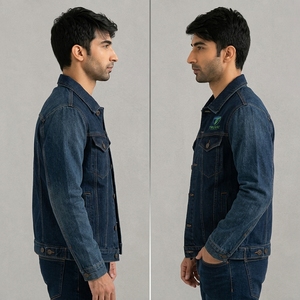 Vestes en jean pour hommes sur mesure OEM, coupe oversize, manches longues, boutonnées, de haute qualité avec poches, grandes tailles 2026 - Product Image 4