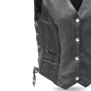 Custom Private Label Women's <b>Leather</b> <b>Vest</b> Knitted Solid Color Professionally Manufactured Waterproof Canvas Outer Wear High - Product Image 4