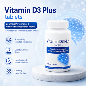Natural Vitamin D3 Plus Tablets Cognitive Performance Memory Enhancement Dietary <b>Supplement</b> 600mg Not for Pregnant Women - Product Image 1