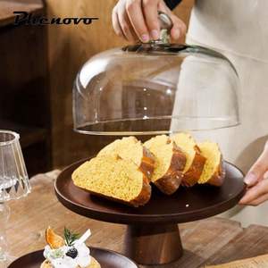 Support à gâteau en bois massif artisanal avec couvercle en verre transparent pour table de desserts de luxe et service de traiteur - Product Image 2