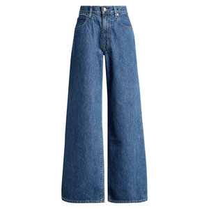Jean en denim taille basse à jambe large pour femme, décontracté, longueur intégrale, délavé clair, écologique, couleur unie, coupe ample, style hiver - Product Image 3