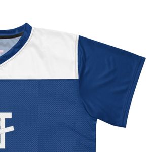 Maillot de football bleu et blanc coupe ample en maille respirante à manches courtes – Tenue de sport pour le jour du match - Product Image 5