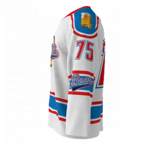 Maillot de hockey personnalisé sublimé - Imprimé, respirant, broderie 3D, antibactérien, col en V, nom et numéro personnalisés, tailles adultes, 100% coton - Product Image 3