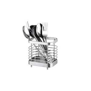 Modern Stainless Steel <b>Wire</b> Cutlery Holder with Drip Tray Square Flatware Caddy Spoon Fork Organizer Utensil Drying <b>Rack</b> Kitchen - Product Image 1
