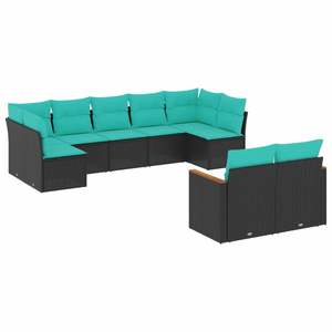 Ensemble de canapés de patio noir et bleu pour la collection de meubles de jardin d'extérieur - Product Image 2