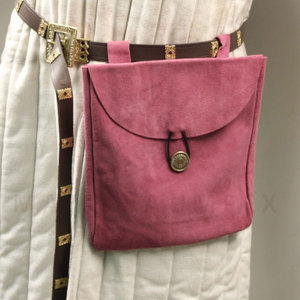 Nueva Bolsa de Cinturón Medieval Renacentista de Diseño Histórico, Elegante y Hecha a Mano, de Cuero de Gamuza Violeta, con Cierre de Latón, Venta al Por Mayor - Product Image 3