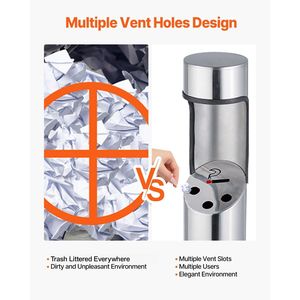 Posacenere Cilindrico da Esterno Autoportante in Acciaio Inossidabile Resistente alle Intemperie, Contenitore per Mozziconi di Sigaretta - Product Image 3