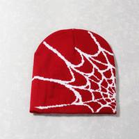 Bonnet tricoté unisexe personnalisé motif toile d'araignée, bonnet d'hiver extensible à revers, style streetwear, broderie manuelle quotidienne, vente en gros OEM