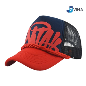 Custom Logo Trucker Cap 3D Embroidery Logo Rope Visor Breathable Unisex Outdoor Baseball Hat - Product Image 2