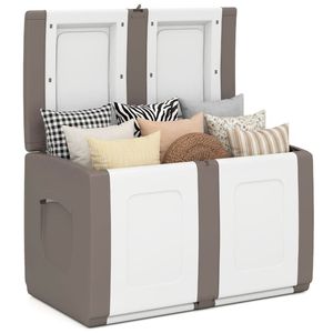 53 Gallon Beige Deck <b>Box</b> Large Outdoor Waterproof <b>Storage</b> with <b>Lockable</b> Lid and Side Handles - Product Image 3