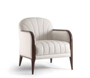 Fauteuil d'appoint classique en teck raffiné avec dossier incurvé élégant - Product Image 1
