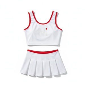 Costume de pom-pom girl sexy sans manches de haute qualité en gros, ensemble uniforme respirant pour équipes sportives et de danse - Product Image 1