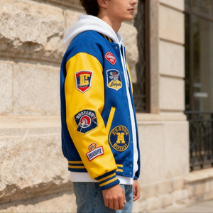 MOQ 10 OEM Men Varsity <b>Jacket</b> Leather Sleeve Letterman Baseball <b>Jacket</b> Custom College Streetwear - Product Image 3
