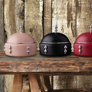 Olla de servir elegante de madera y mina con tapa martillada para buffet de comida, diseño de utensilios de cocina, a precio económico. - Product Image 1