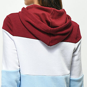 High Quality Women Hoodie Color <b>Block</b> Drawstring Sweatshirt Pullover Hoodie Comfortable Printed Cotton Hoodies for Women - Product Image 3