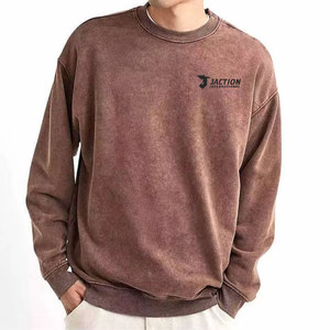 เสื้อสตรีทแวร์ดีไซน์ล่าสุดสำหรับผู้ชาย เสื้อสเวตเชิ้ตแบบย้อมสีเอซิดสีพื้น ไซส์ผู้ใหญ่ เสื้อสเวตเชิ้ตแบบย้อมสีเอซิดสีพื้นสำหรับผู้ชาย - Product Image 1