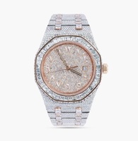Montre mécanique de luxe pour homme, entièrement sertie de diamants Moissanite, bracelet en acier inoxydable glacé, date automatique, cadran à aiguilles, verre