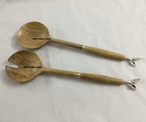 Ensemble de saladiers en bois naturel avec poignée en résine - Écologique, passe au lave-vaisselle, style américain - Product Image 5