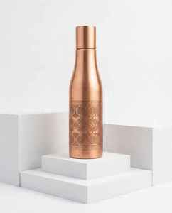 Botella de Agua de Cobre Antiguo Ecológica de 1L, Estilo Bohemio, Portátil, para Viajes, con Tapa, Cobre Puro Pulido, Diseño Único - Product Image 1
