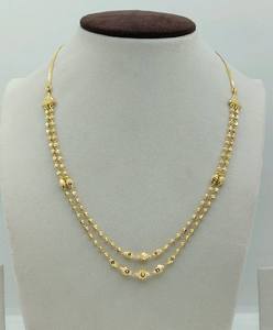 Collier classique à deux rangs de billes dorées pour femme, style indien traditionnel, chaîne perlée double couche, cadeau de bijoux pour anniversaire - Product Image 1