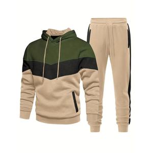 Ensemble sweat à capuche et jogging respirant en polaire polyester/coton color block pour homme, personnalisé et de qualité supérieure (ODM) - Product Image 2
