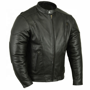 Blousons de moto en similicuir PU, personnalisés, automne-hiver, nouveau modèle, col montant, coupe classique, effet délavé, respirants pour hommes - Product Image 5