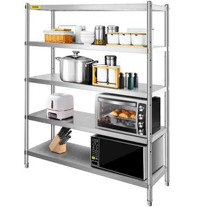 60x18.5 Inch 5 Tier Stainless Steel Heavy Duty Shelving <b>Unit</b> <b>Kitchen</b> <b>Storage</b> with Adjustable Features - Product Image 1