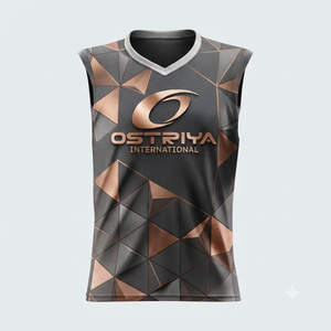 T-shirt de sport sans manches pour homme, col en V, imprimé par sublimation, polyester/coton, coupe classique, fitness, musculation, anti-rétrécissement - Product Image 4