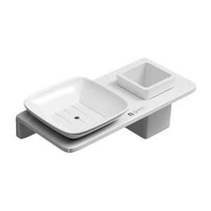 Small Square Glass Soap Dish with Wall Mounted Metal Holder Luxury Self <b>Draining</b> Soap Tray for Bathroom Vanity and <b>Shower</b> - Product Image 1