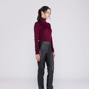 Women Tapered Faux Leather Pants High <b>Waist</b> Soft PU Comfortable Fashion Casual <b>Trousers</b> <b>Elastic</b> <b>Waist</b> Custom OEM ODM Wholesale - Product Image 5