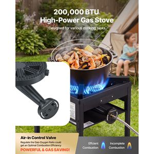Fornello da Campeggio a Gas Propano LPG da 200.000 BTU - Acciaio al Carbonio Resistente per Esterni - Product Image 3