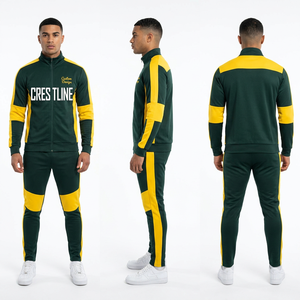 Men Black <b>Neon</b> Green Striped Hooded <b>Tracksuit</b> Set Full Sleeve Sportswear With Side Pockets Custom Design Print - Product Image 4