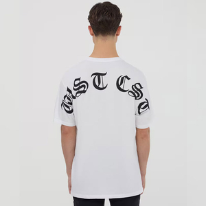 เสื้อยืดคอกลมแขนสั้นสีขาวพิมพ์ลายขายส่งสำหรับผู้ชาย ทรงปกติ ผ้าคอตตอนเจอร์ซีย์ สไตล์ลำลอง - Product Image 4
