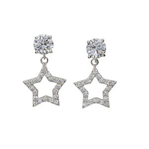 Pendientes de Estrella Abierta con Diamante Cultivado en Laboratorio de 0.80 Ct, Oro de 14K, Joyería Fina Minimalista para Fiesta - Product Image 3