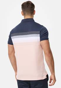 เสื้อโปโลแขนสั้นผู้ชายหลากสี ดีไซน์ลายทางลำลอง น้ำเงิน ชมพู ขาว เทา - Product Image 2