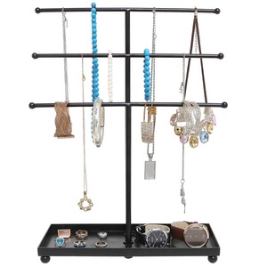 Metal Jewelry Organizer Stand with Tray for Necklaces Bracelets and <b>Watches</b> - Product Image 5