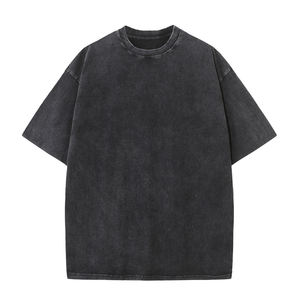 T-shirts noirs de haute qualité pour hommes et femmes, t-shirt noir oversize délavé à l'acide, impression peinture, prix bas - Product Image 3