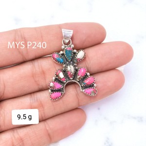 จี้เงินแท้ 925 ดีไซน์เรียบหรู ประดับด้วยพลอยธรรมชาติทรงกลม สีคอตตอนแคนดี้ ขายดีอันดับต้นๆ เหมาะสำหรับผู้หญิง - Product Image 2