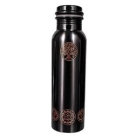 Bouteille d'eau en cuivre noir avec motif arbre de vie et mandala, style bohème, vaisselle de voyage portable