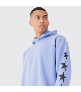 Ensemble de survêtement homme 2026 personnalisé, effet vieilli, délavé à l'acide, bleu délavé soleil, comprenant un sweat à capuche et un pantalon de survêtement évasé à taille élastique, vente en gros - Product Image 6