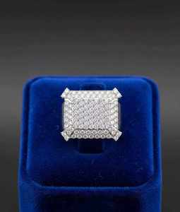 <b>Men</b>’s Luxury 925 Sterling <b>Silver</b> 10K 14K Gold Finish Diamond Hip Hop Iced Out Square <b>Ring</b> Statement <b>Ring</b> for Party Street Style - Product Image 3