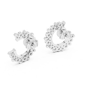 Half Circle Round Cut Moissanite Diamond Wedding Earring Unique Design <b>Stud</b> Earring Half Moon <b>Studs</b> Jewelry Anniversary Gift - Product Image 4